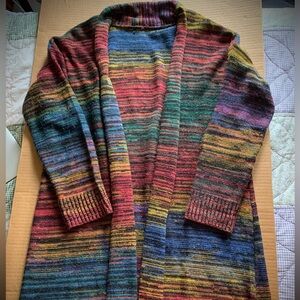 Multicolor Striped Open Front Women’s Cardigan Sweater